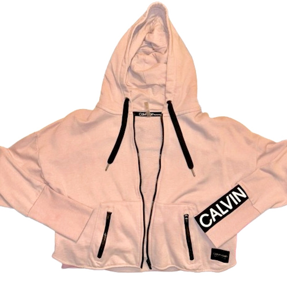 Calvin Klein Women’s Small Performance Light Mauve  Zip-Up Drop Shoulder Hoodie - Picture 14 of 16
